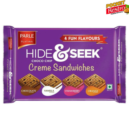 Parle Hide & Seek 4 Fun Flavours Choco Chip Creme Sandwich Biscuits 400g