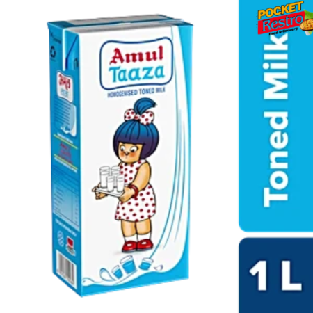 Amul Taaza Homogenised Standardised Milk 1L (Tetra Pack)