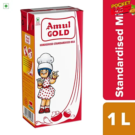 Amul Gold Homogenised Standardised Milk 1L (Tetra Pack)