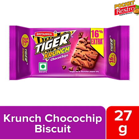 Britannia Tiger Krunch Choco Chips Biscuits, 27 g